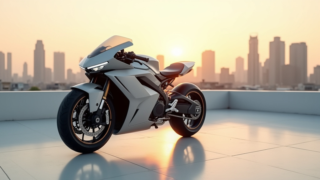 Moto automatique moderne en circulation urbaine